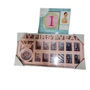 Pearhead My First Year Baby Photo Frame & Belly Stickers Pink Crown Gift